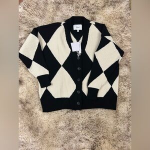 NWT Pistola women’s argyle cotton chunky knit cardigan sweater S oversized